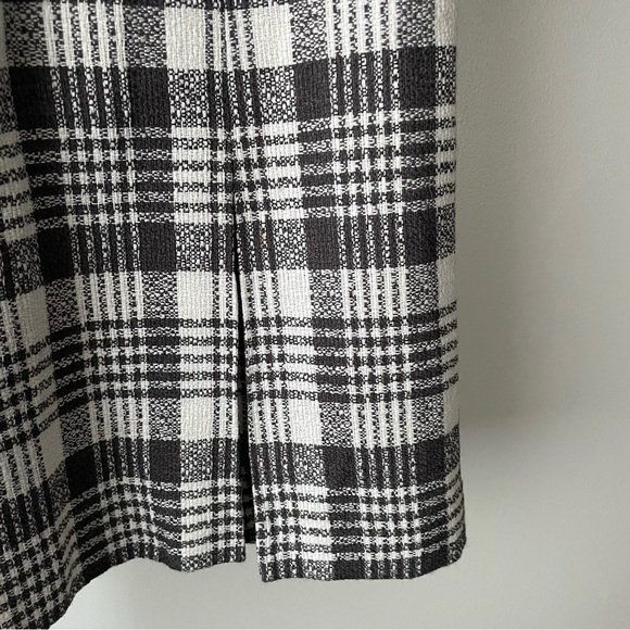Evan Picone Wool Blend Plaid Pleated Midi Skirt Grey White Librarian Size 10 - Picture 6 of 8